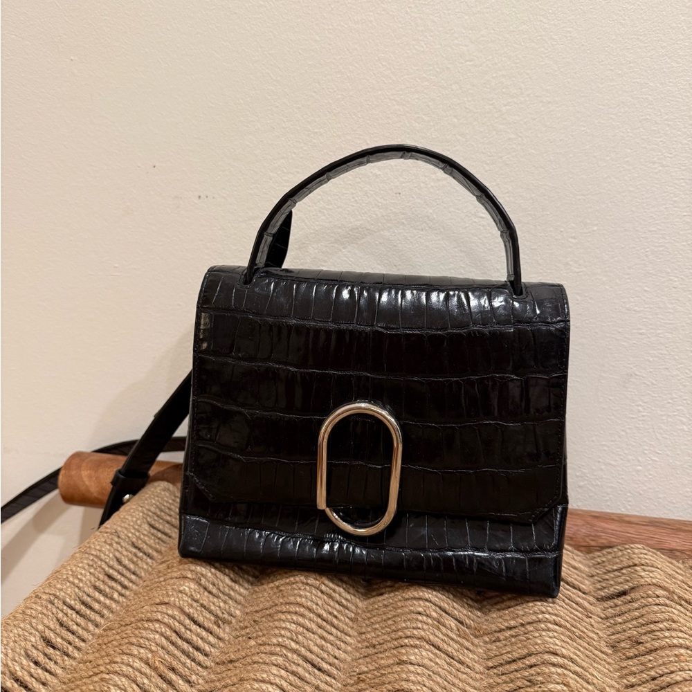 3.1 Philip Lim Black Croc-Embossed Handbag